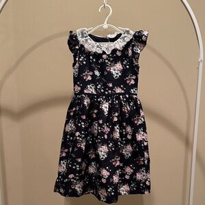 Janie and Jack Navy Floral Dress with Lace Trim (Girls Size 8)